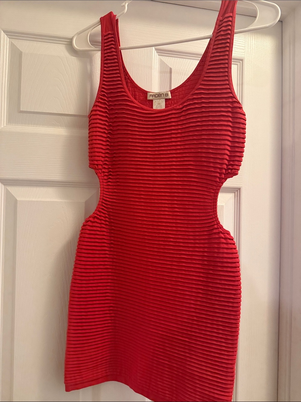 Arden B Red Ribbed Cutout Mini Dress